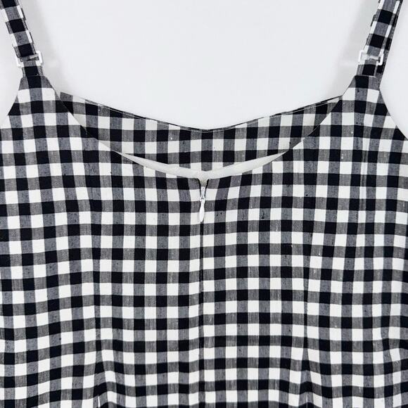 J Crew Women's Sweetheart Gingham Sheath Dress Size 2 Black White Linen Blend - Picture 9 of 16